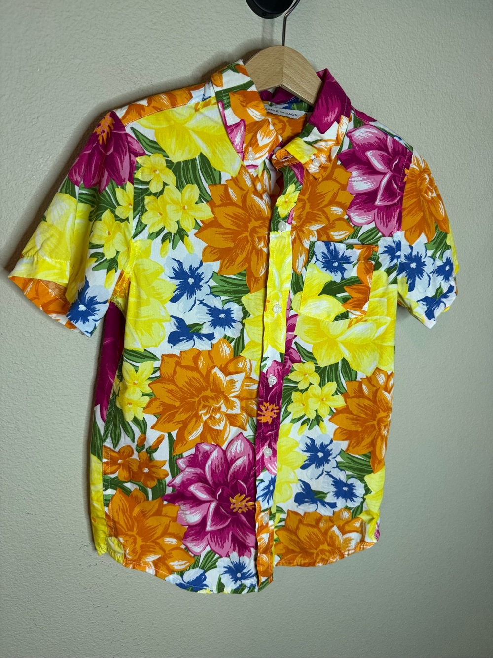 Janie and Jack Tropical Floral Hawaiian Button Down Shirt Boys Size 8